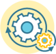 Two interconnected gears which signify setting limitations for purchases when you sell your book.